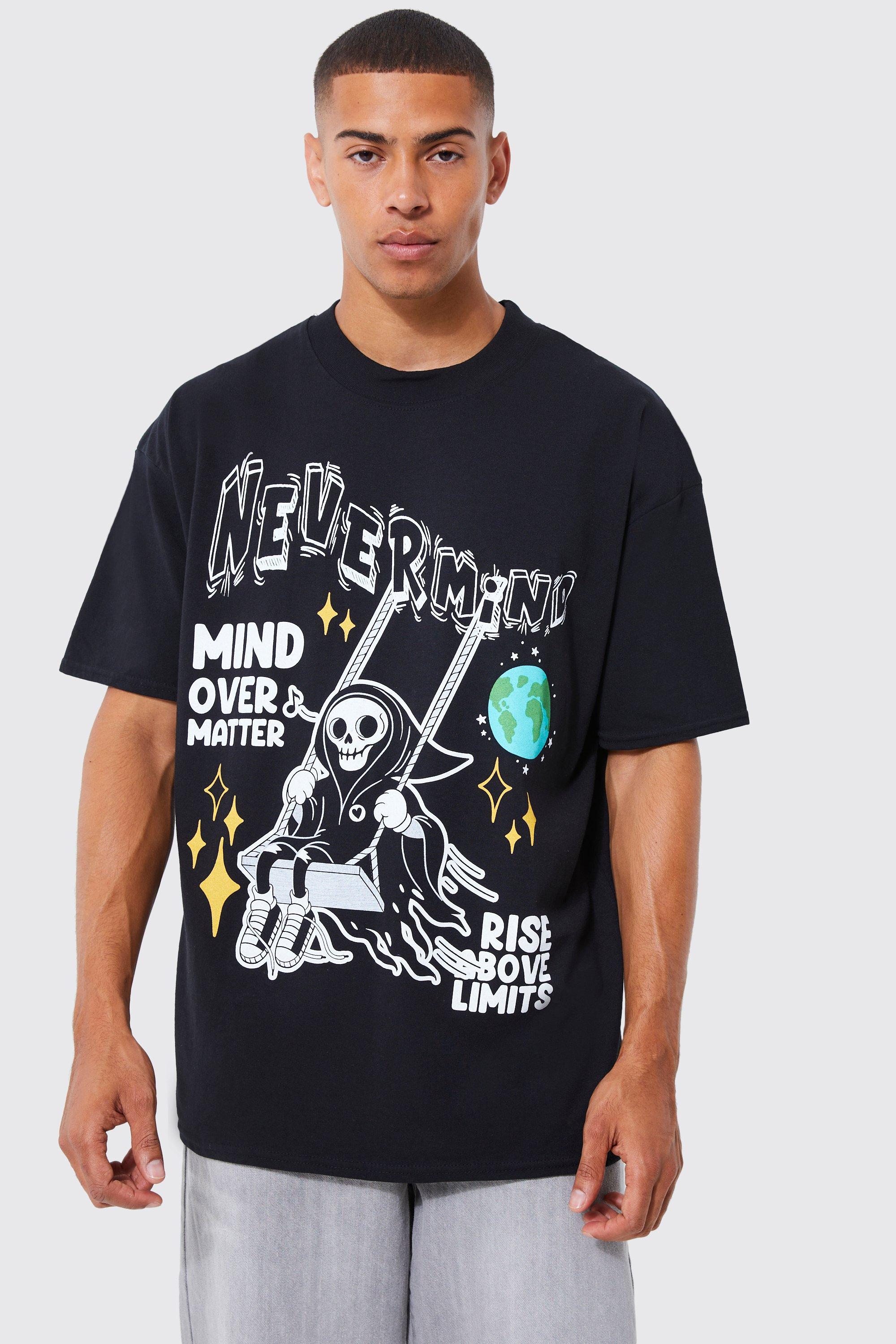 Oversized Mind Over Matter Skeleton T-shirt | boohooMAN UK