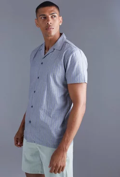 Green Short Sleeve Regular Bold Stripe Shirt
