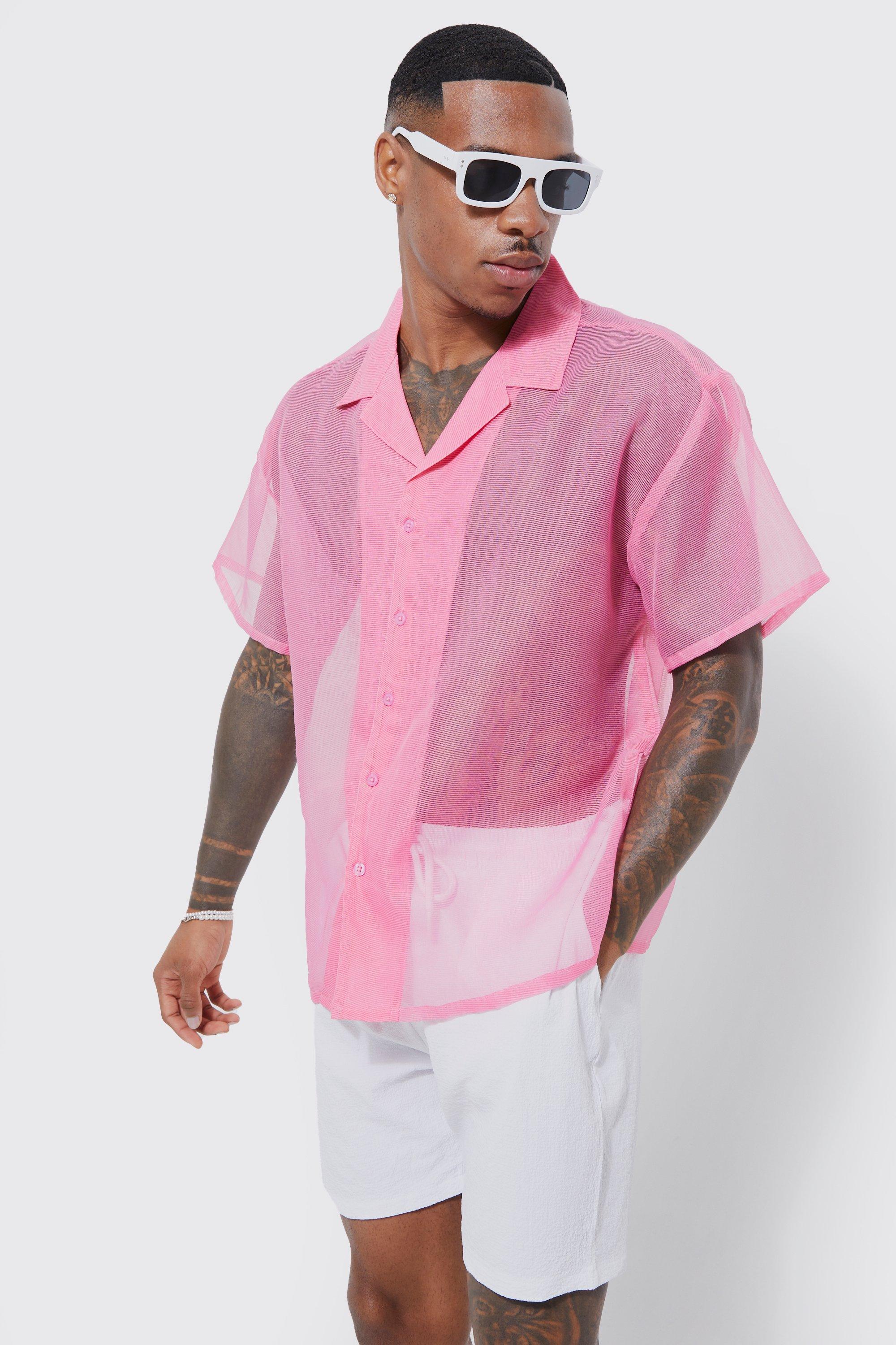 Short Sleeve Boxy Sheer Shirt | boohooMAN USA