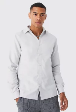 Grey Long Sleeve Nep Overshirt