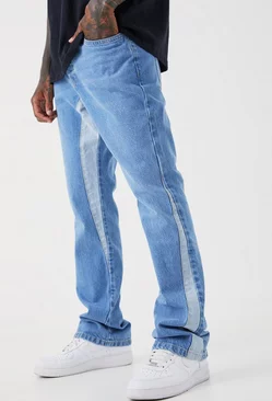 Blue Slim Flare Panel Jeans