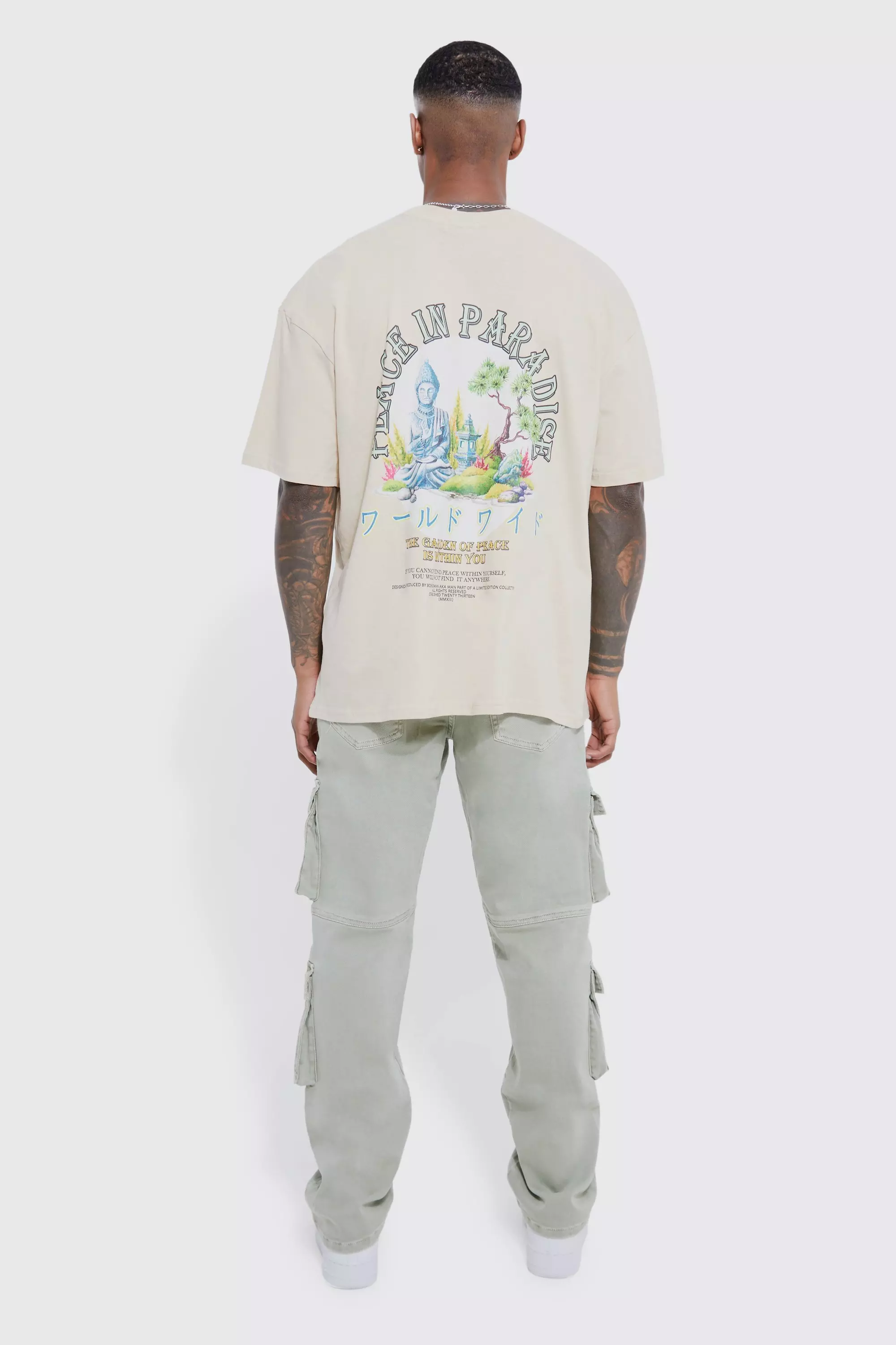 Relaxed Fit Acid Wash Multi Pocket Cargo Jeans | boohooMAN USA