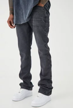 Skinny Flare Tonal Panel Insert Jeans Washed black