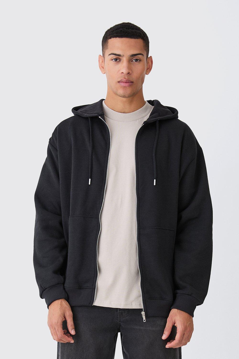 boohoo Mens Zip Through Hoodie - Black Xs