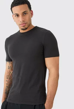 Black Basic Muscle Fit Crew Neck T-shirt