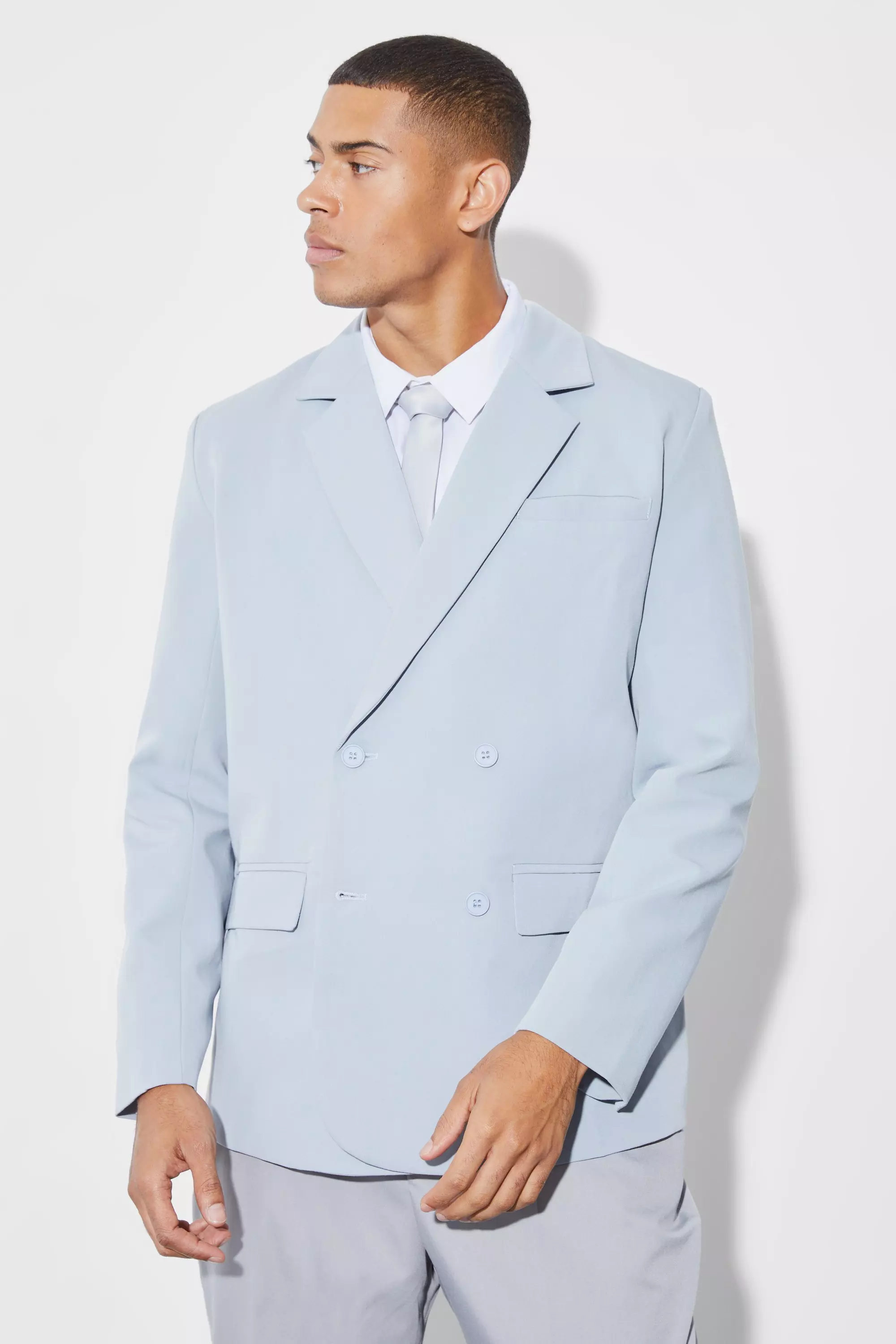 Veste de costume ample croisée, Dusty blue autre image