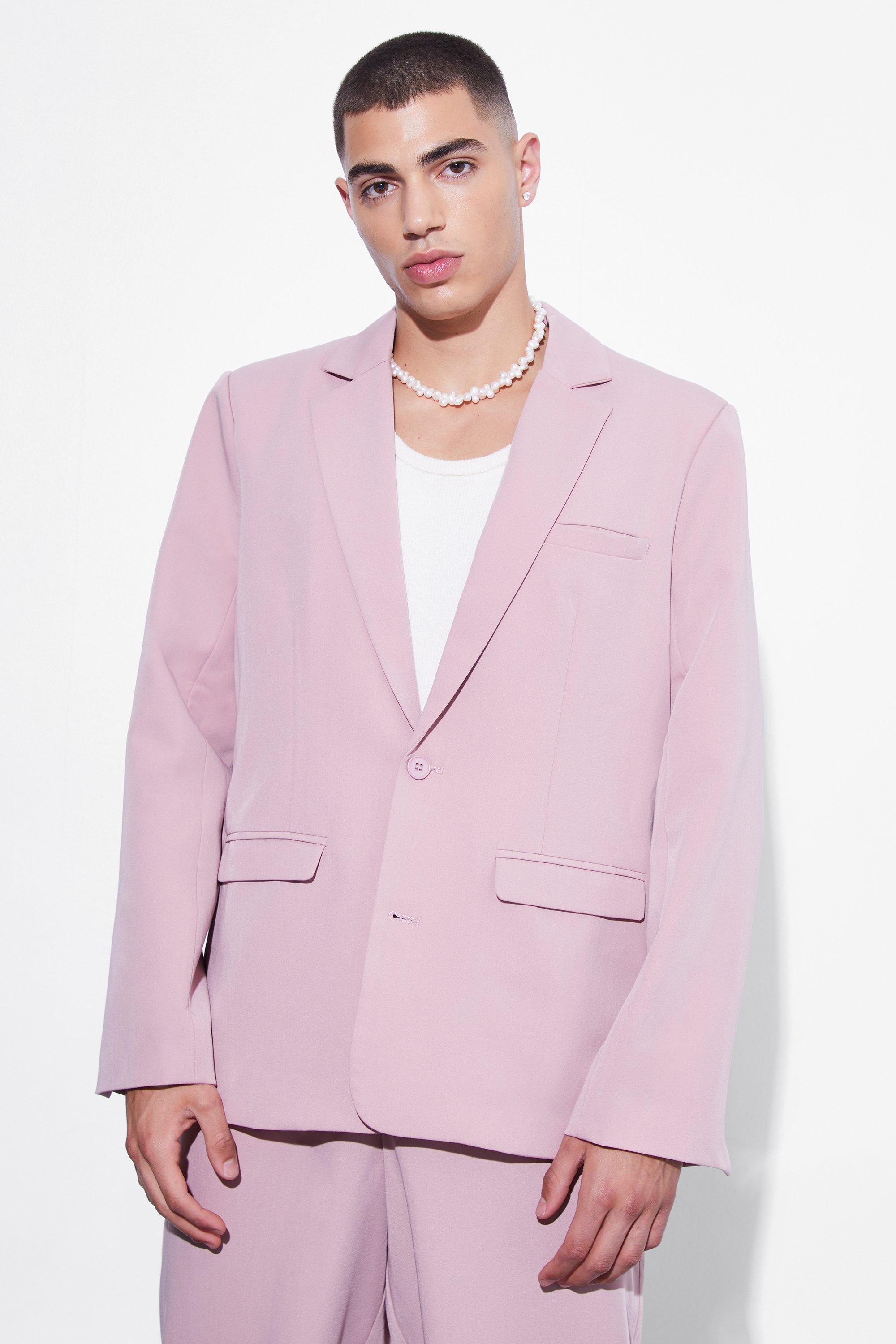 Mauve Oversized Single Breasted Suit Jacket