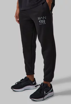 Man Active Gym Sweatpants With Reflective Print Black
