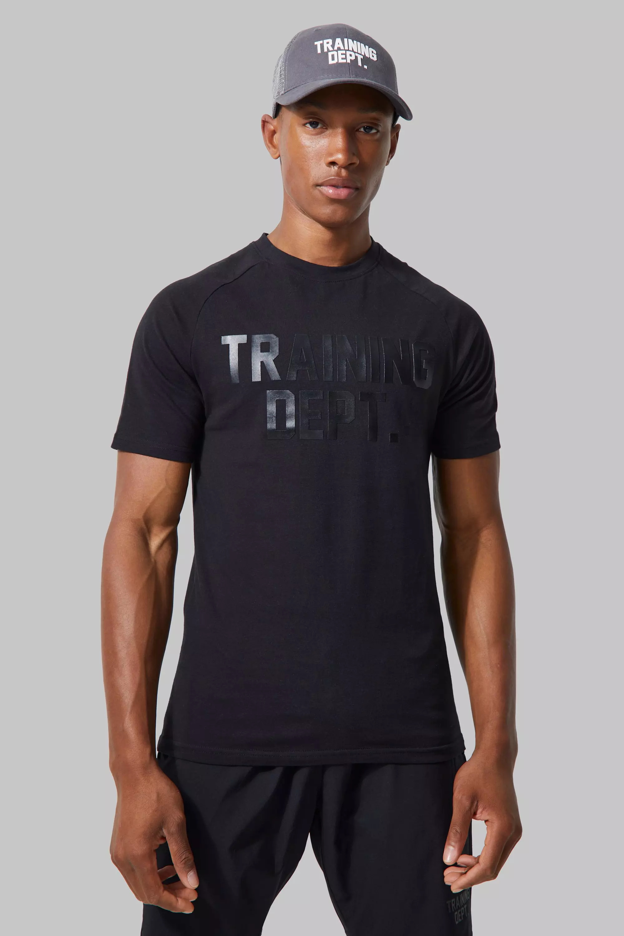 Man Active Muscle Fit Training Dept T Shirt Black
