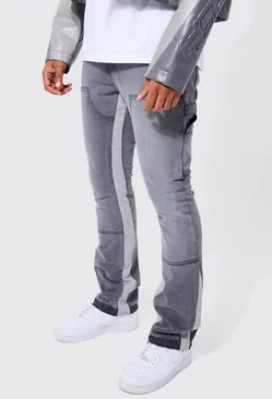 Grey Slim Rigid Flare Gusset Carpenter Jeans