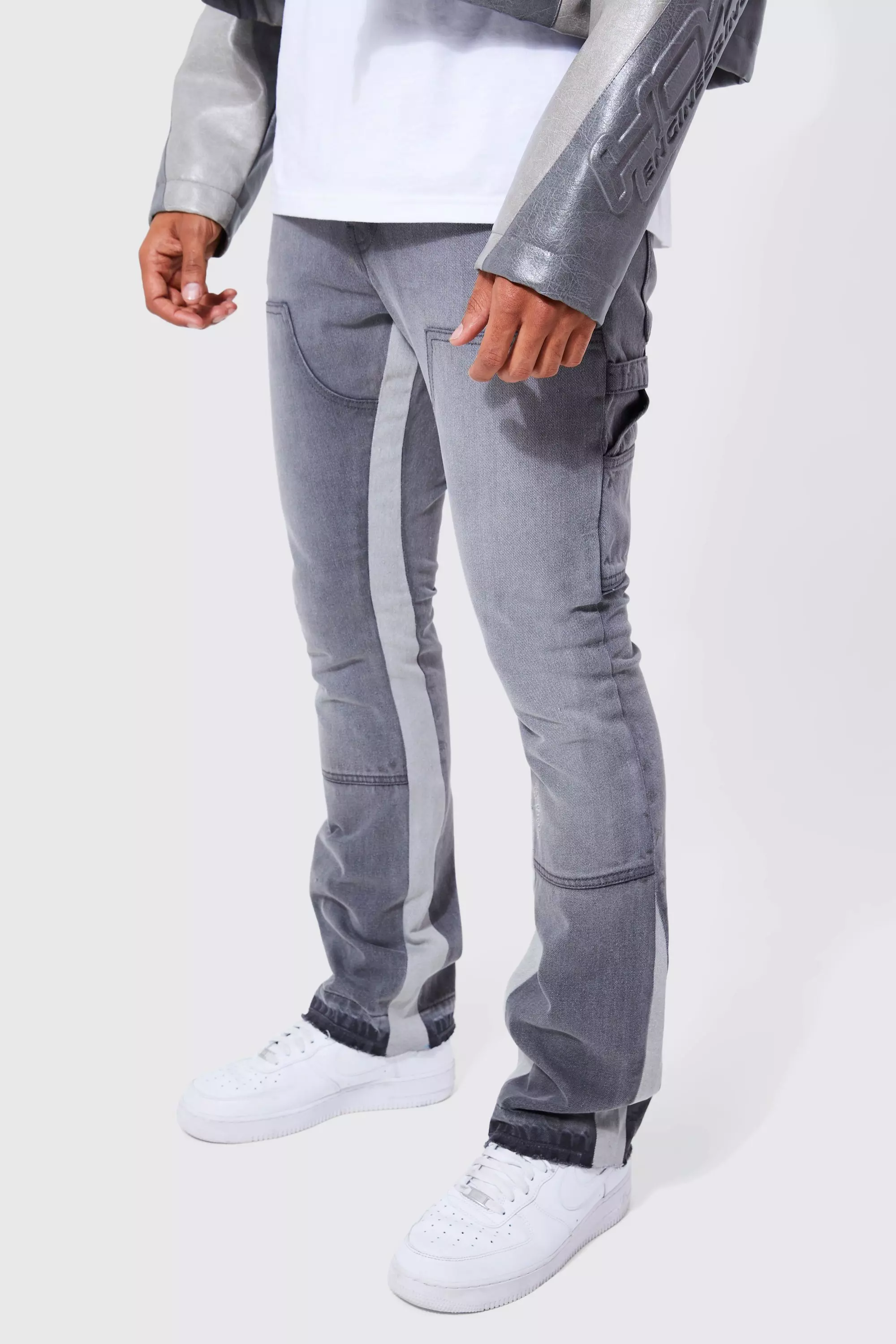 Slim Rigid Flare Gusset Carpenter Jeans Grey