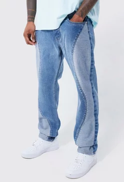 Blue Straight Rigid Spliced Jeans