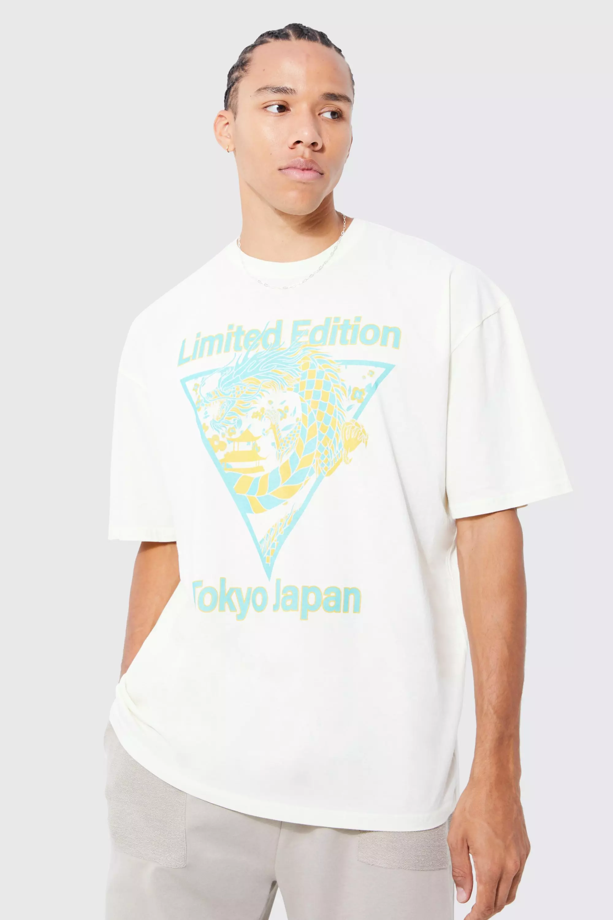 Tall Oversized Limited Edition Dragon T-shirt Ecru