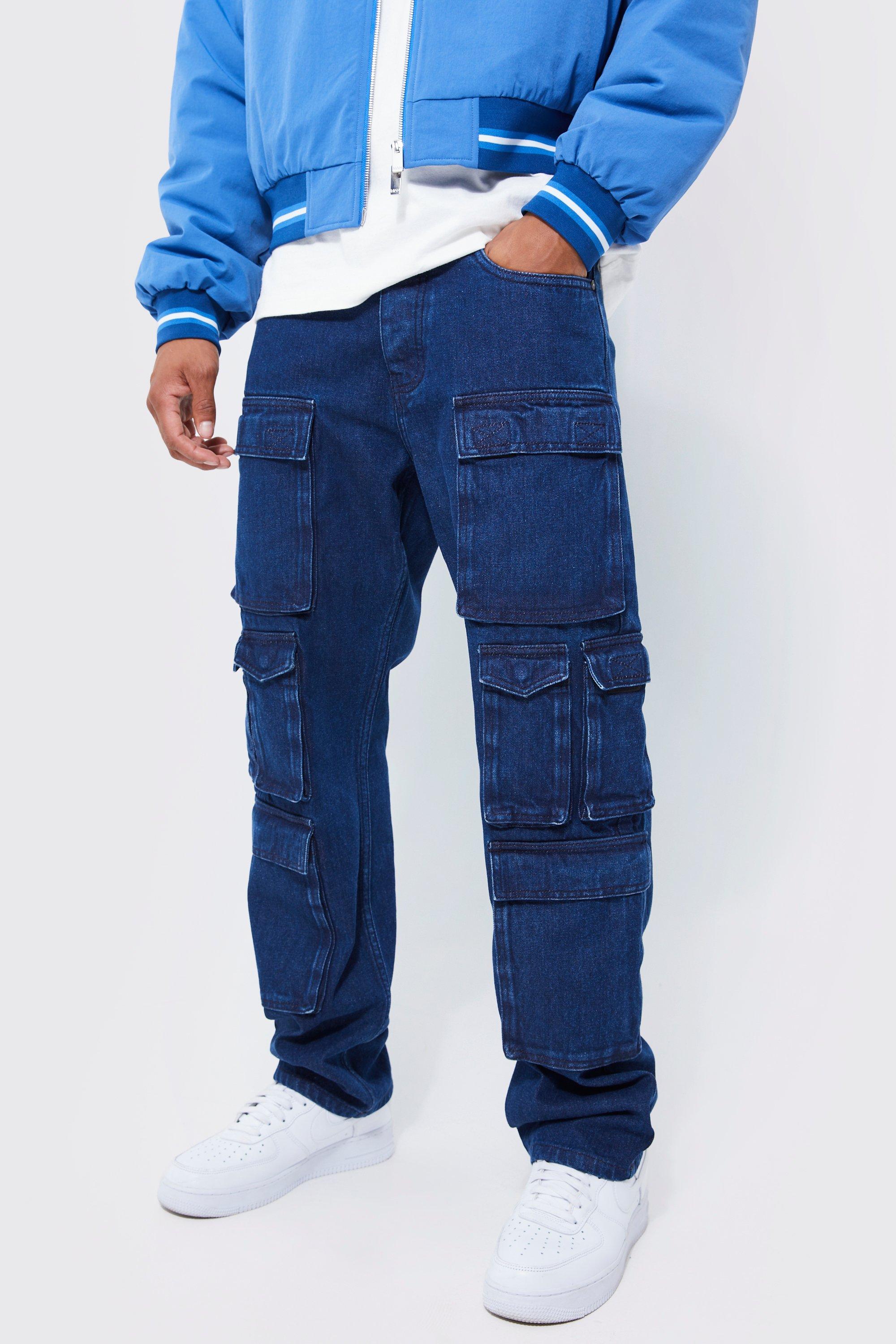 Skinny Stretch Contrast Stitch Cargo Jeans