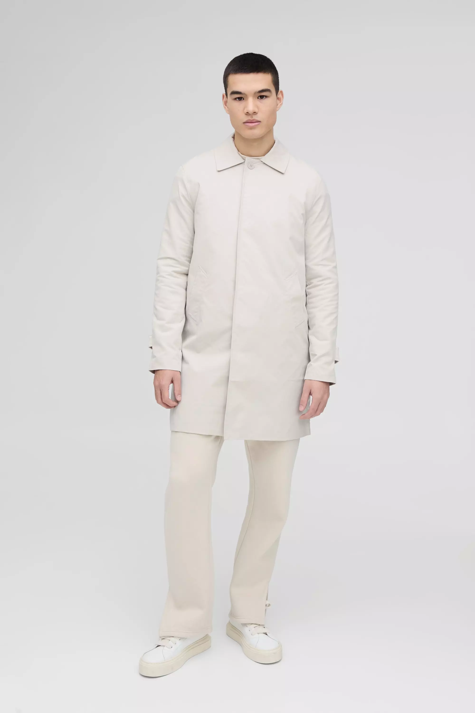 Einreihiger Poly Twill-Regenmantel, Stone alternatives Bild