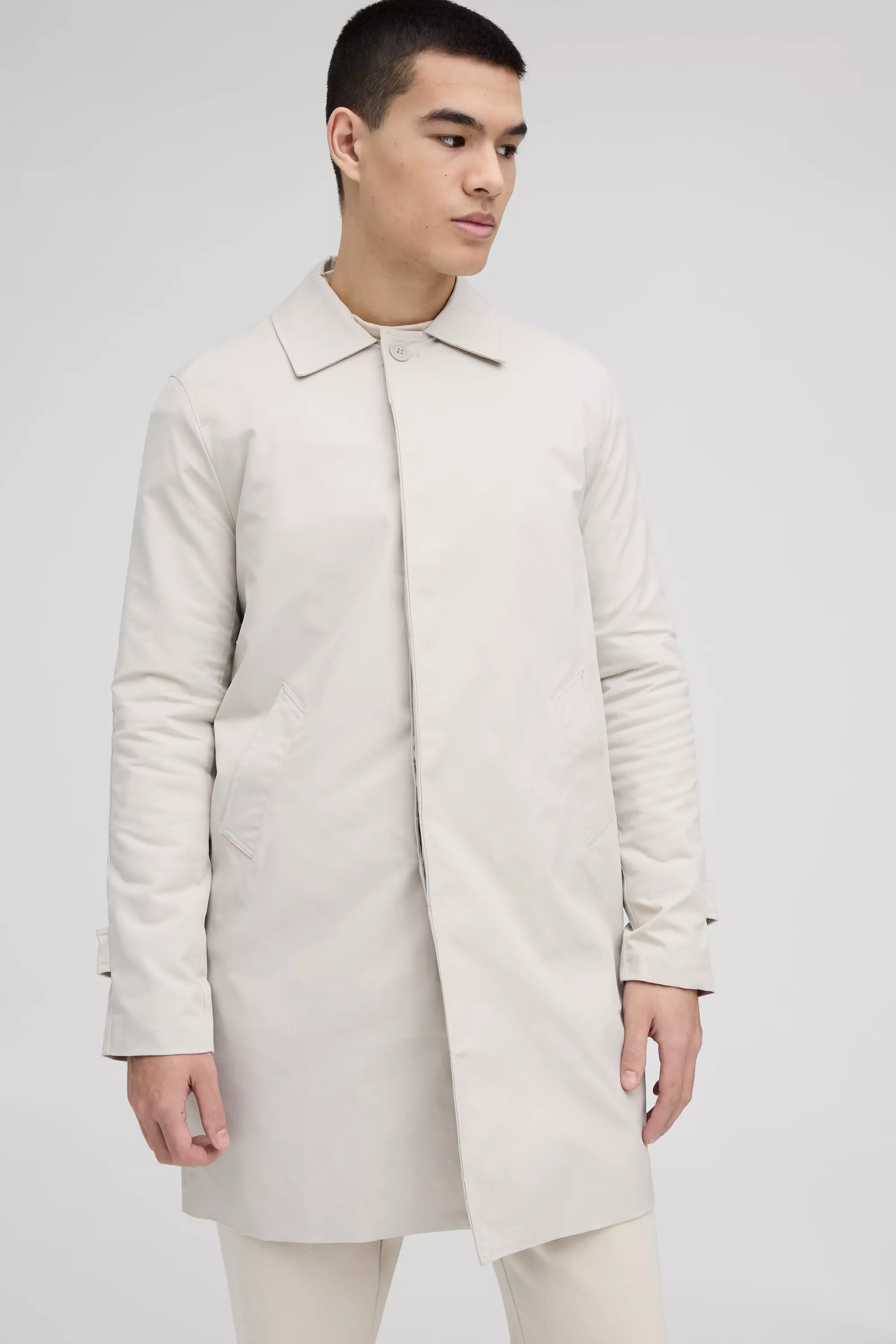 Einreihiger Poly Twill-Regenmantel, Stone alternatives Bild