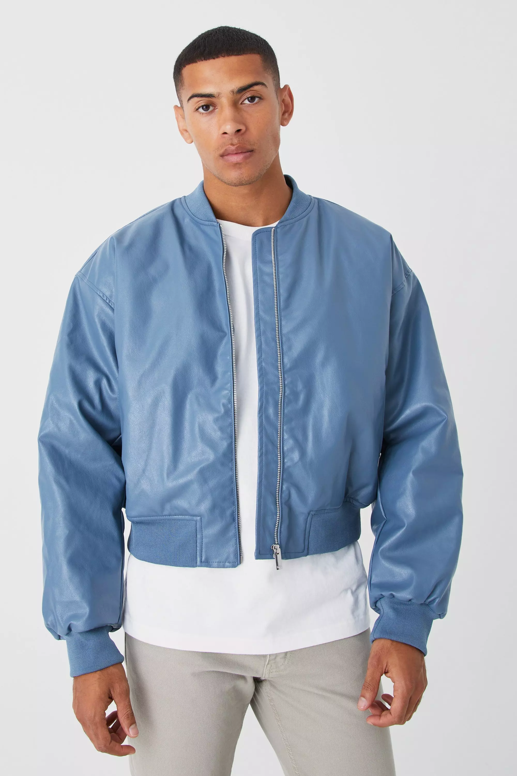 boohooMAN Boxy Limited Edition Tiger Varsity Jacket - Blue - Size XS