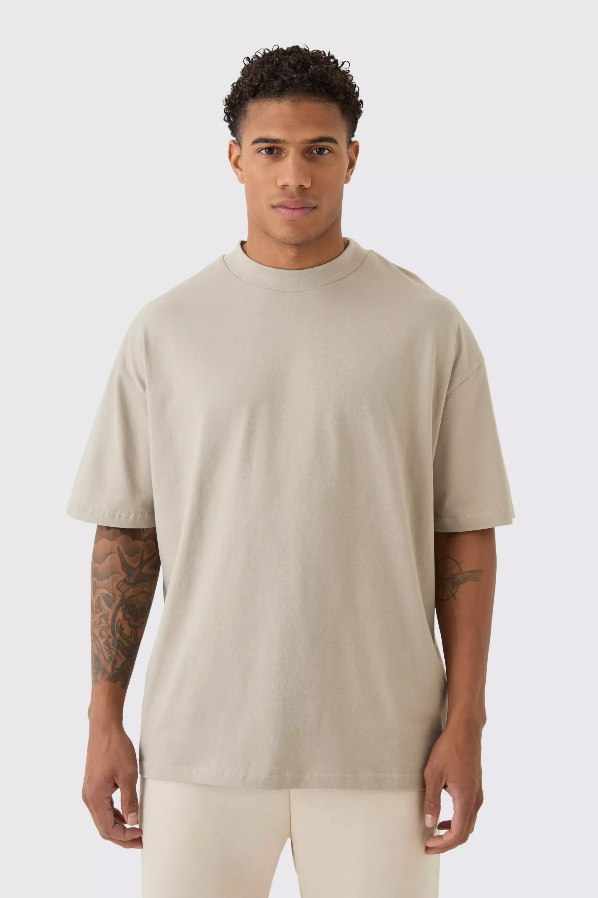 Oversized Extended Neck Heavyweight T-shirt dove