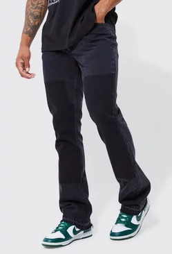 Black Slim Rigid Worker Panel Flare Jeans