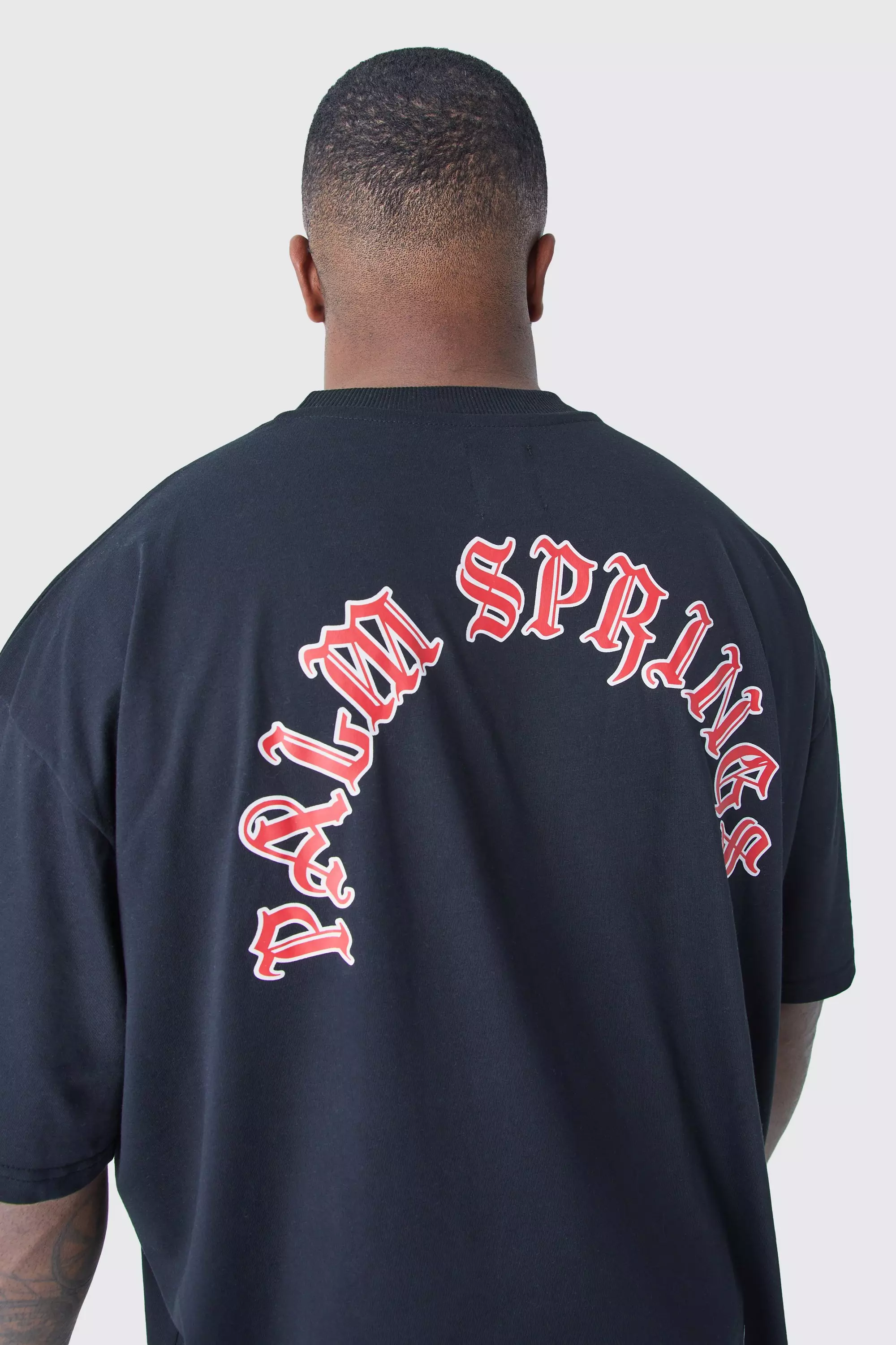 Plus Oversized Extended Neck Graffiti T-shirt Black