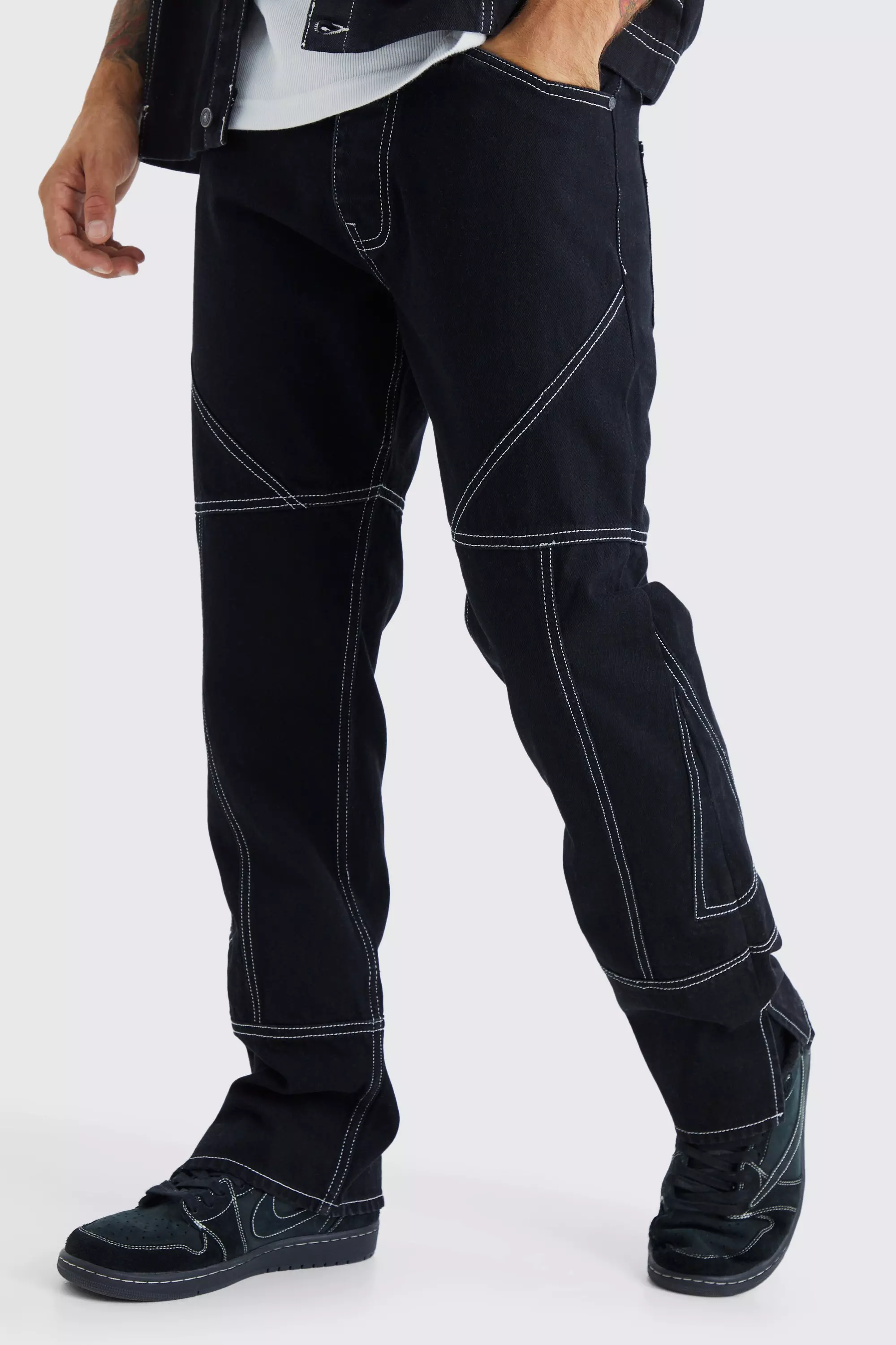 Set camicia con cuciture a contrasto & jeans immagine alternativa
