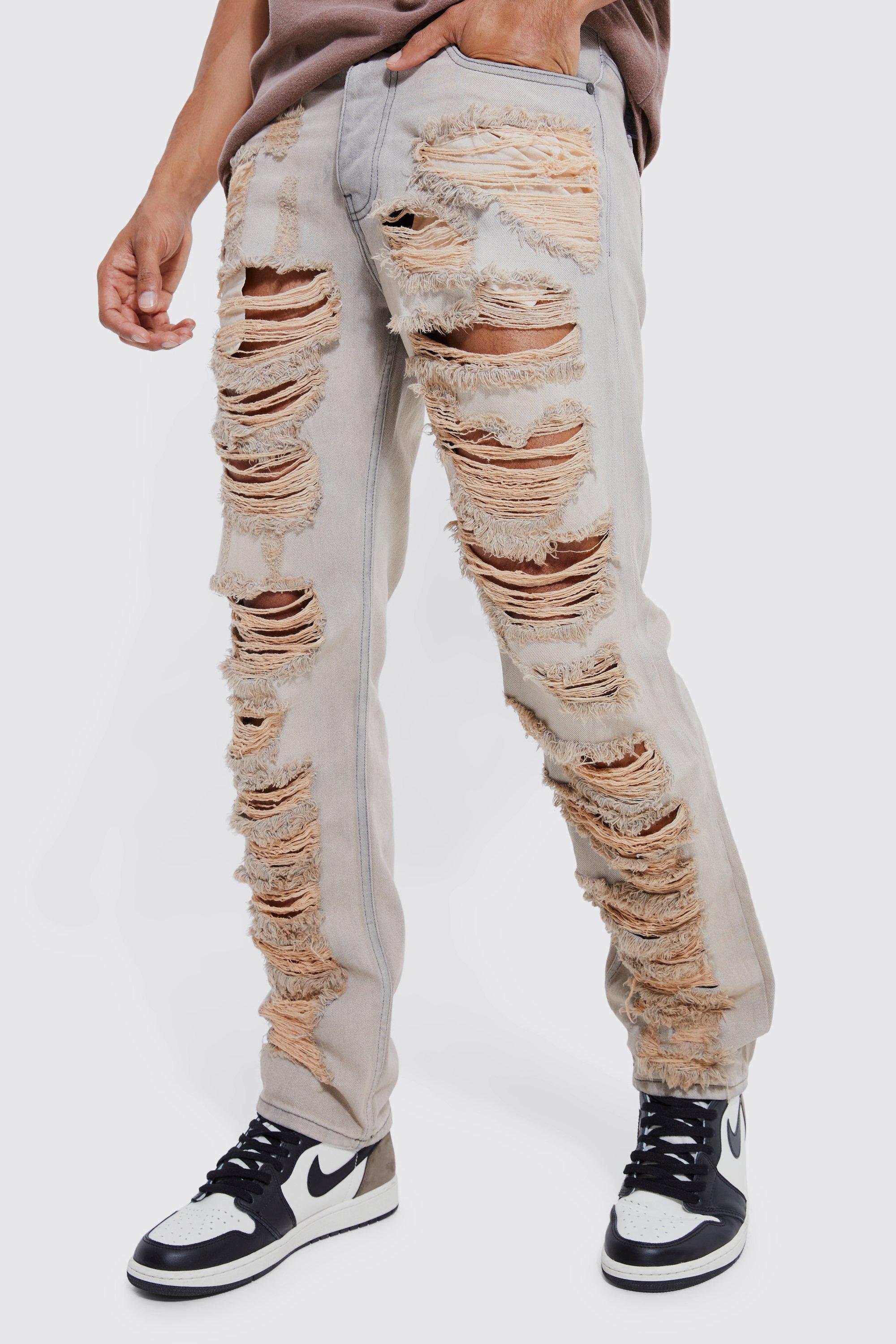 Straight Rigid Tinted Ripped Jeans