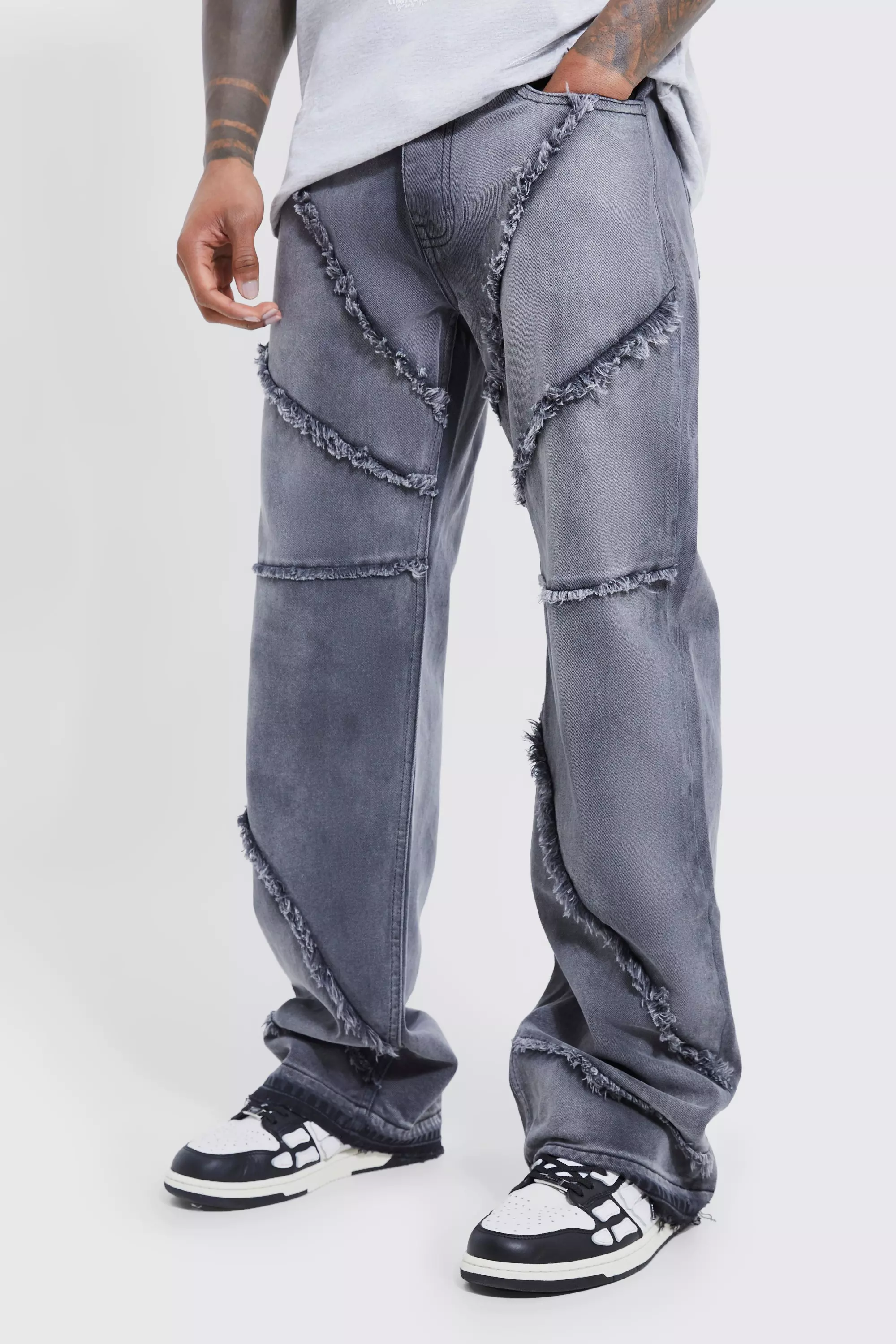 Baggy Rigid Frayed Edge Jeans