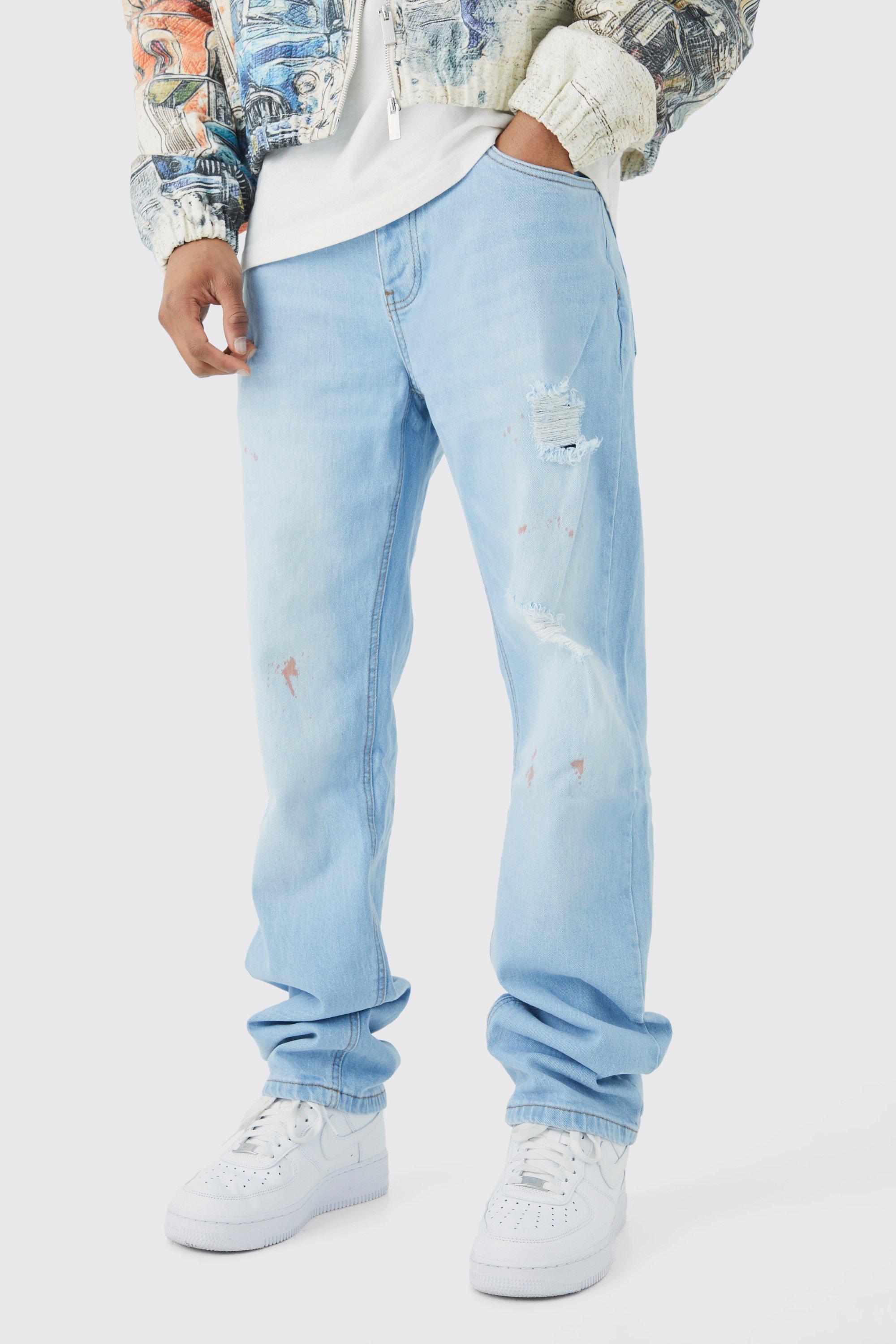 boohooMAN Men's Relaxed Fit Diamond Jacquard Jeans