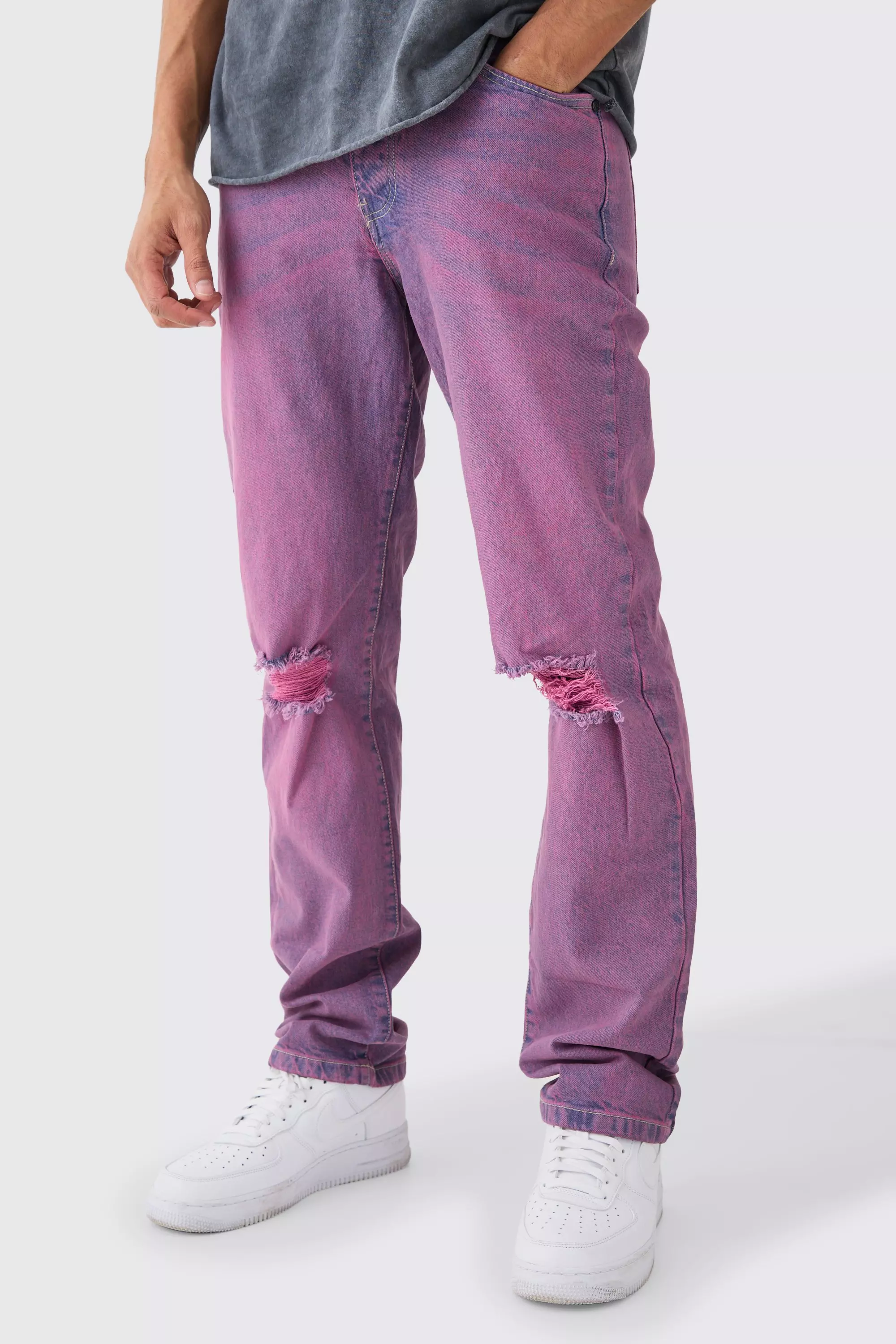 Relaxed Rigid Tinted Jeans Pink