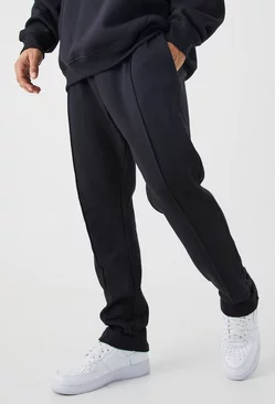 Slim Tapered Interlock Sweatpants With Pintuck Black