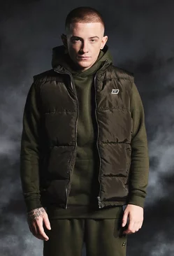 Funnel Neck Quilted 13 Gilet Khaki