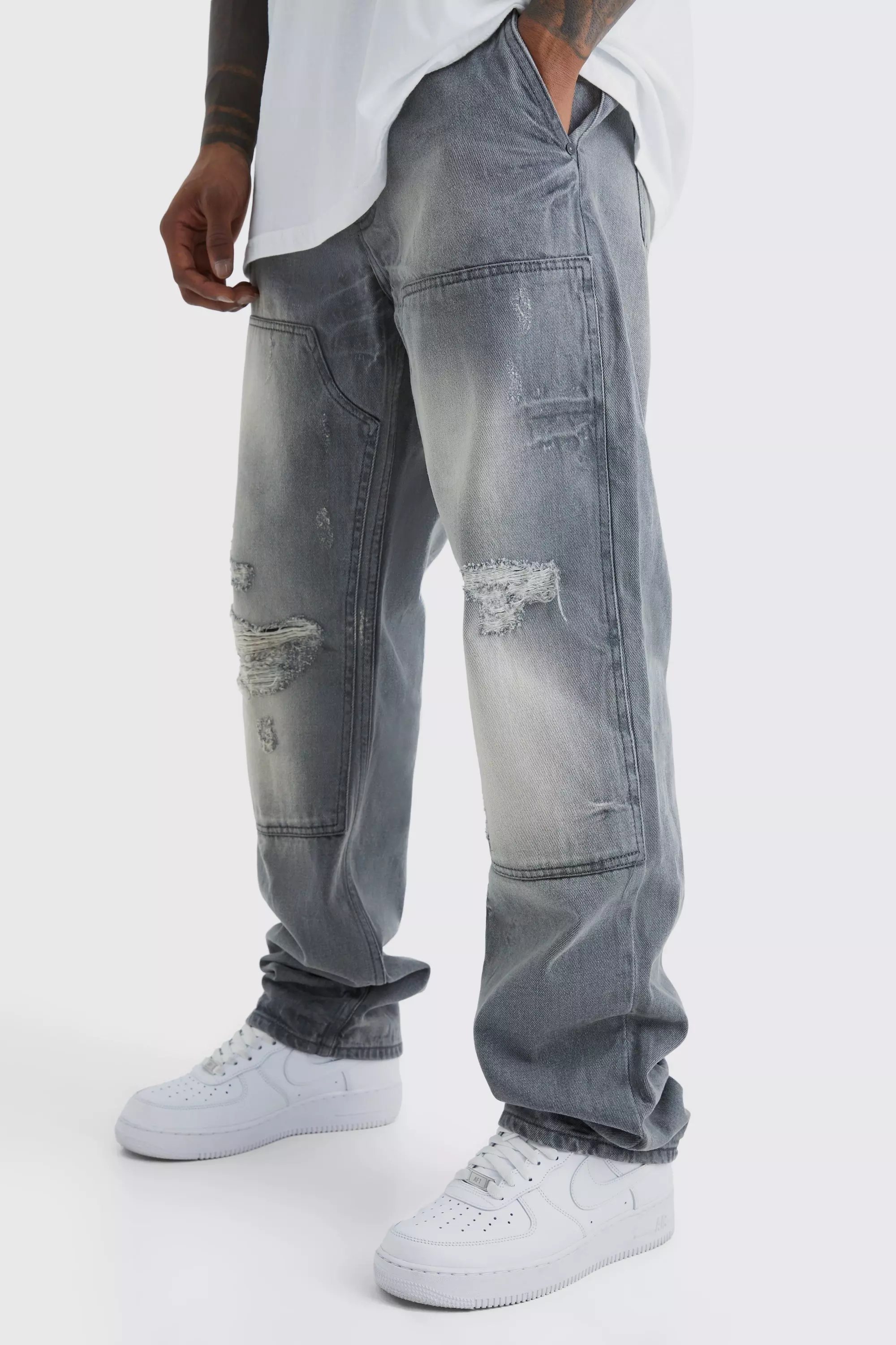 Relaxed Rigid Dirty Wash Carpenter Jeans Ice grey
