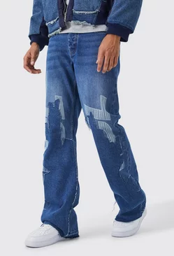 Blue Relaxed Rigid Flare Self Fabric Offcl Jeans