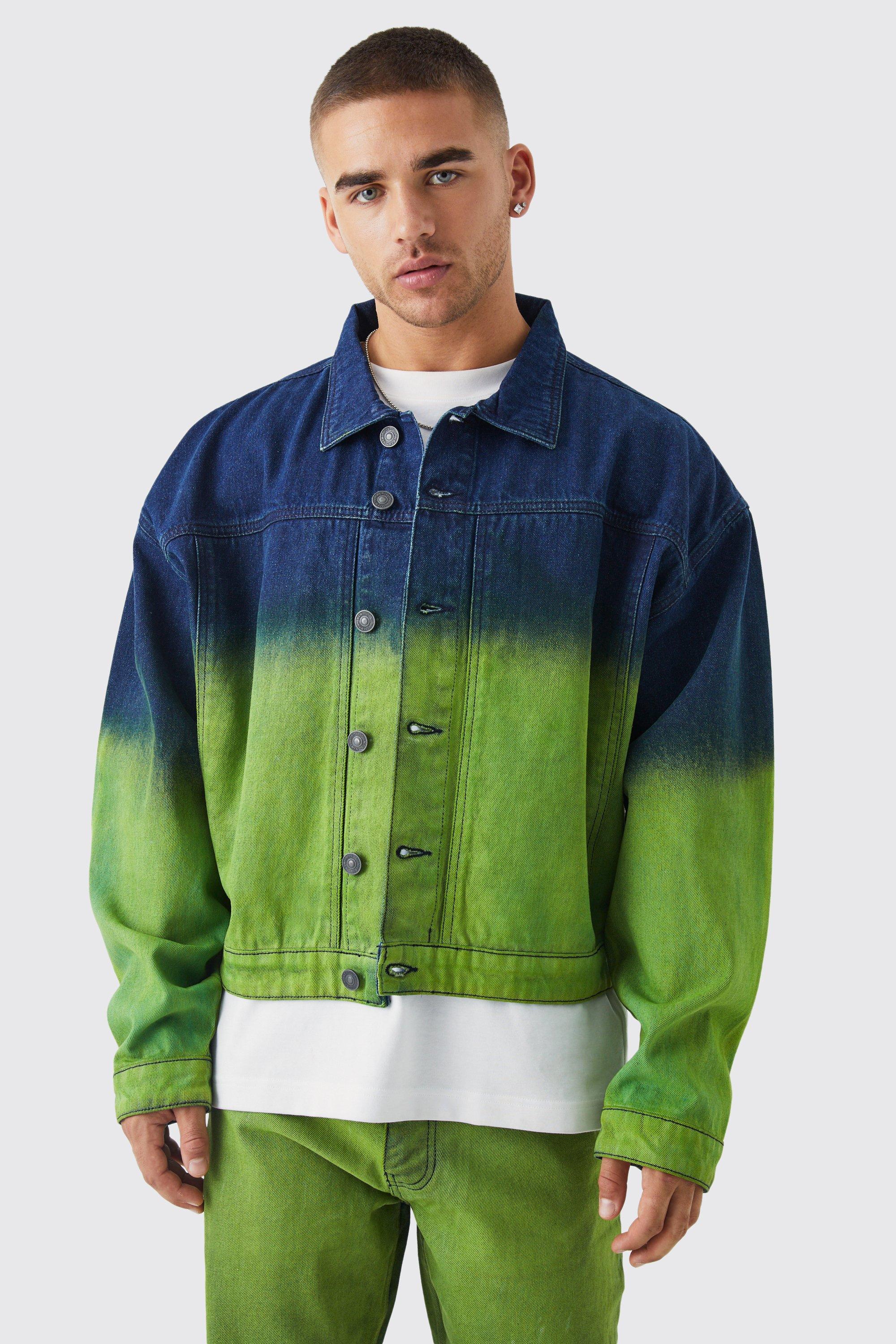 Lime Boxy Fit Ombre Denim Jacket