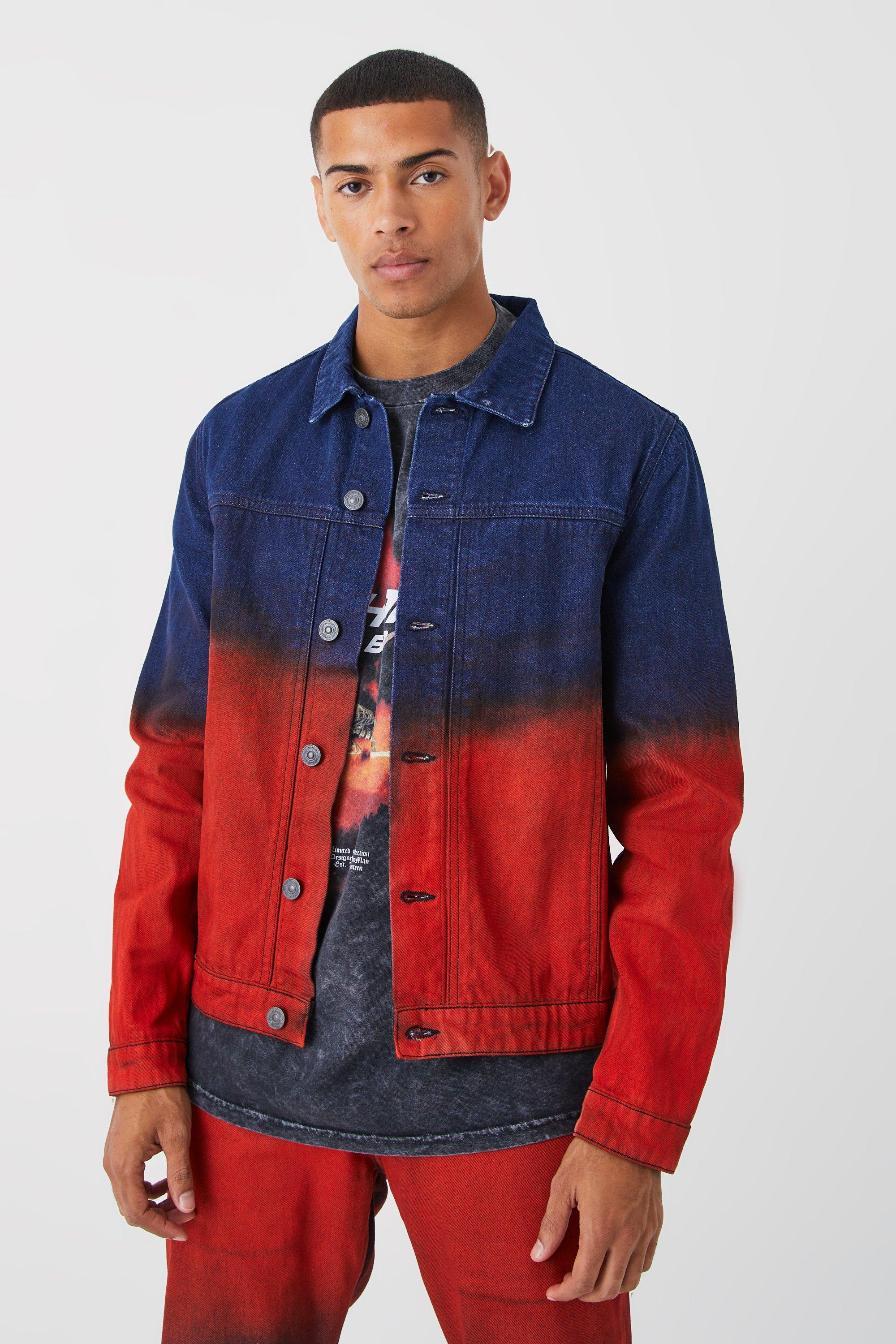 Red Ombre Denim Jacket