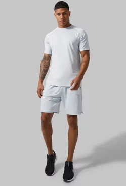 Grey Man Active Contrast T-shirt And Short Set