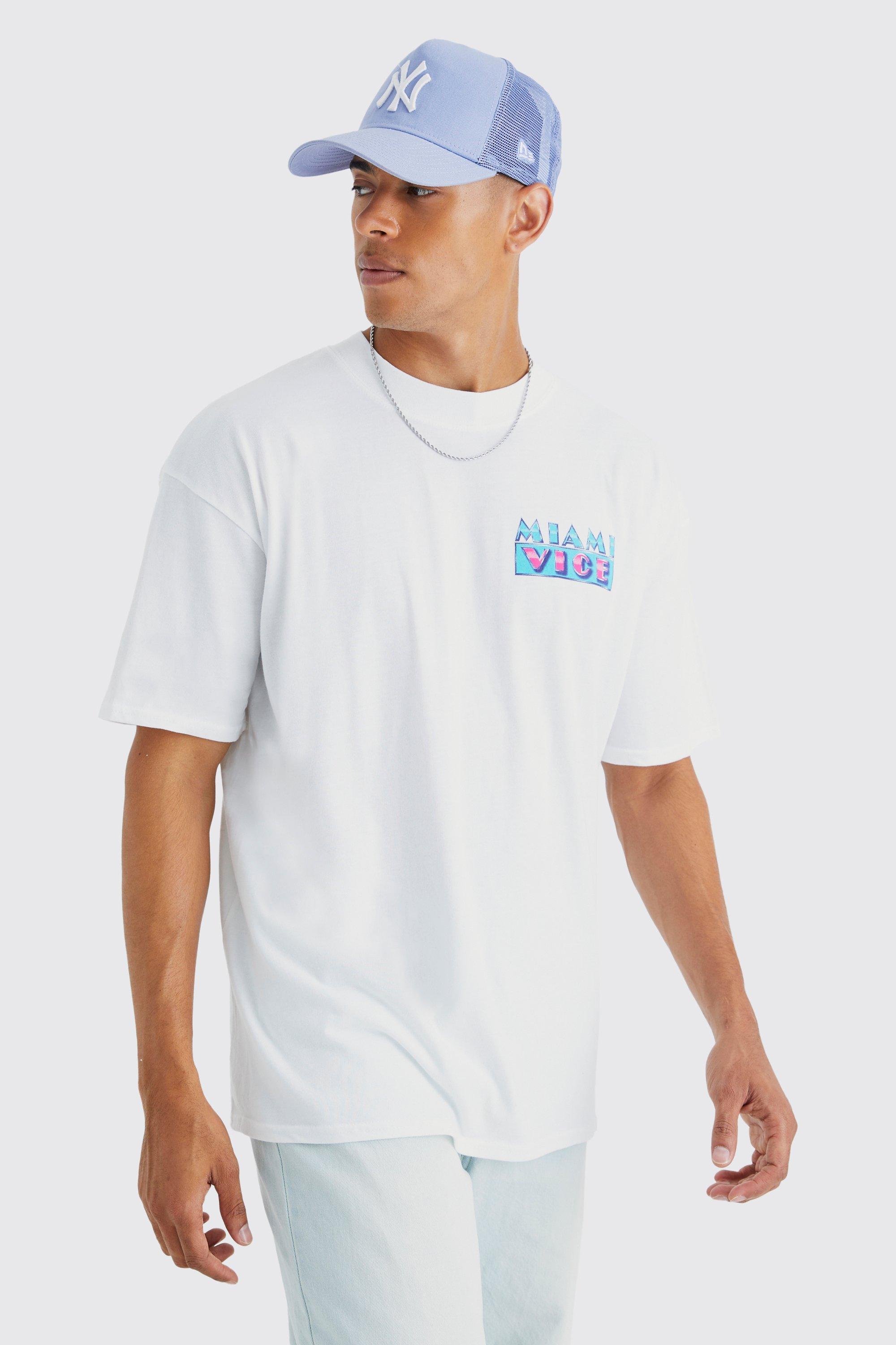 boohooMAN Oversized Miami Vice License T-Shirt - White - Size L