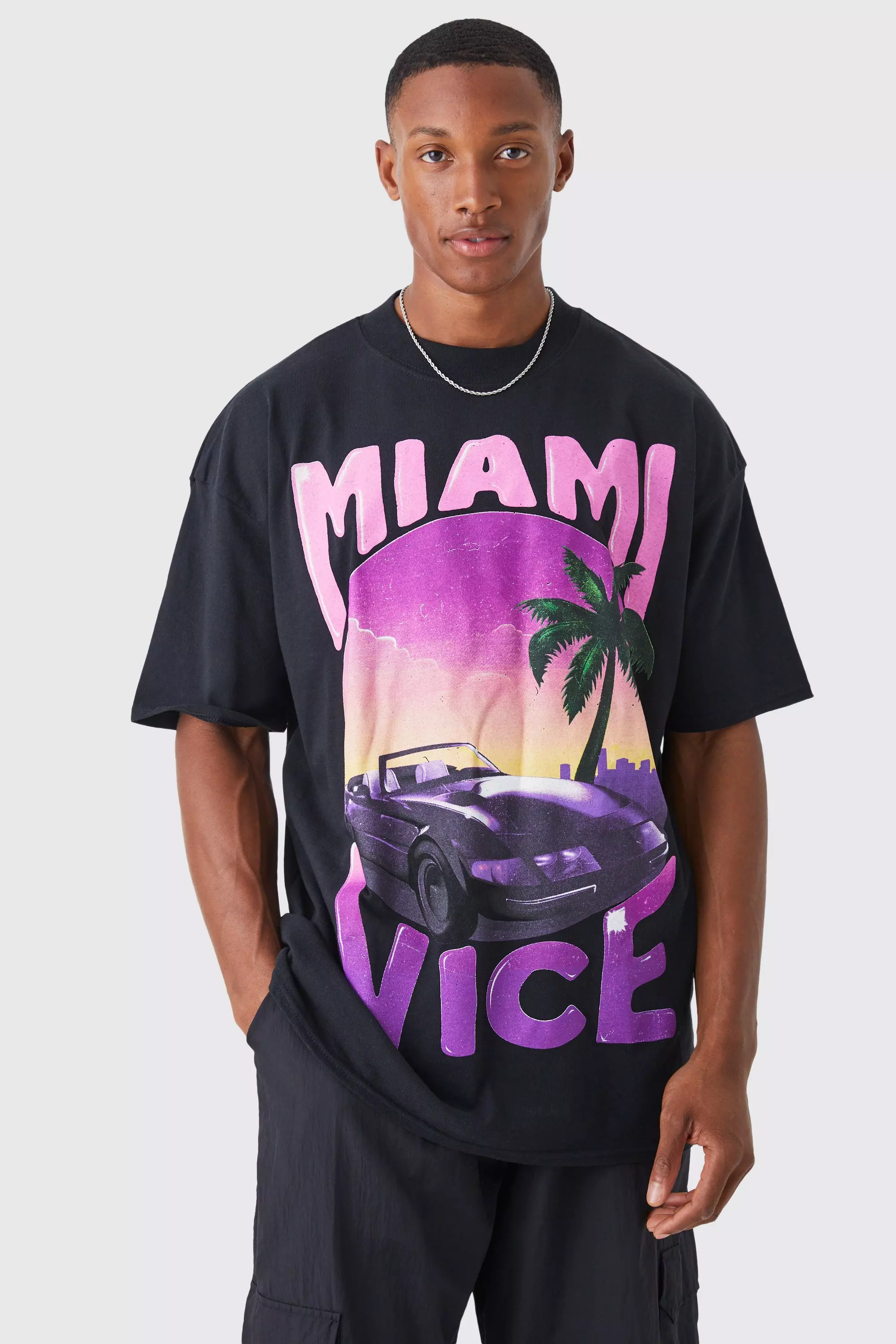 Oversized Miami Vice License T-shirt Black