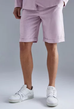 Pink Fixed Waist Relaxed Suit Shorts