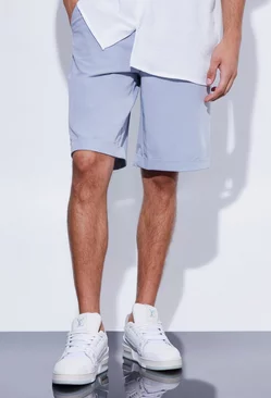 Fixed Waist Relaxed Suit Shorts Dusty blue