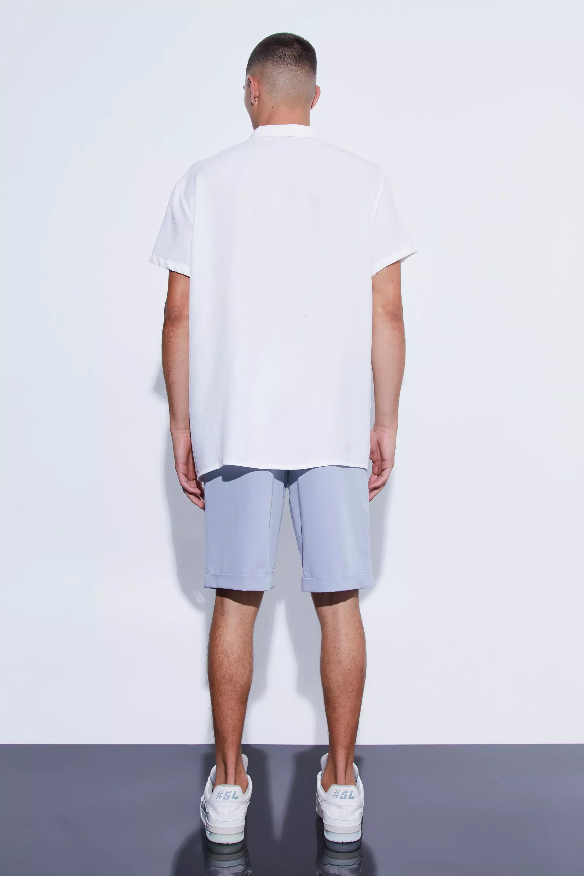Dusty blue Fixed Waist Relaxed Suit Shorts alternative image