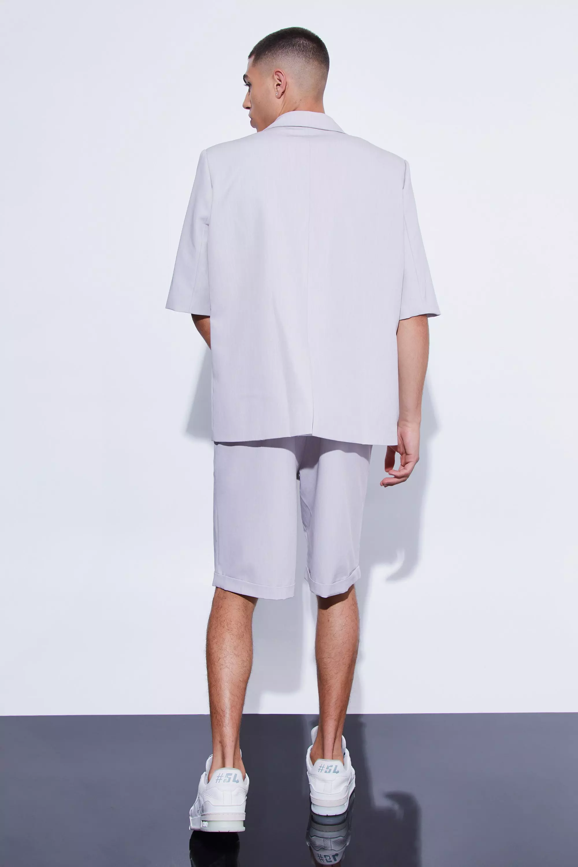 Light grey Fixed Waist Relaxed Suit Shorts alternative image