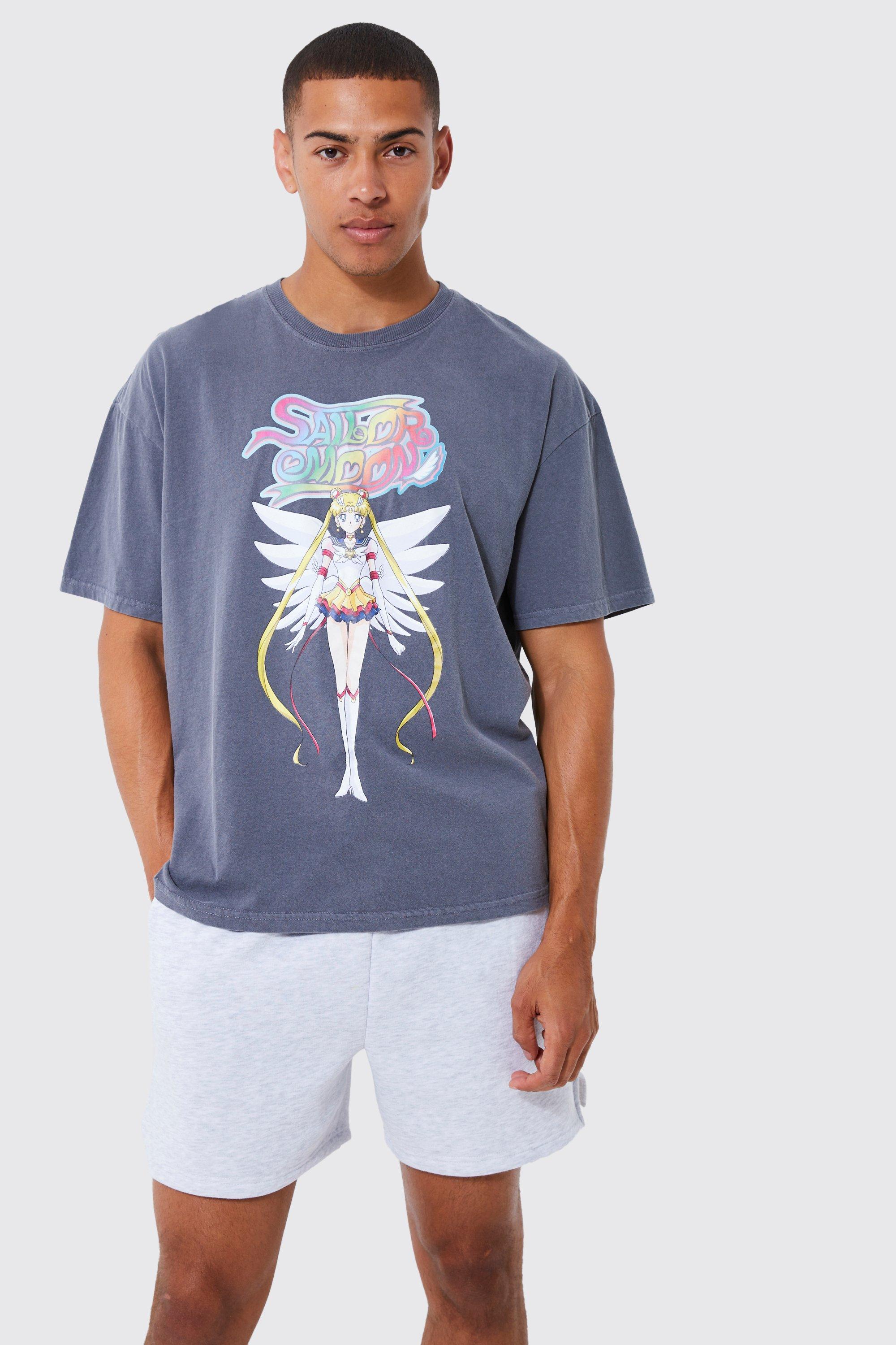 Oversized Sailor Moon Overdye License T shirt boohooMAN USA