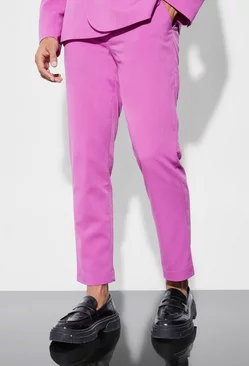 Slim Crop Crinkle Suit Trousers pink