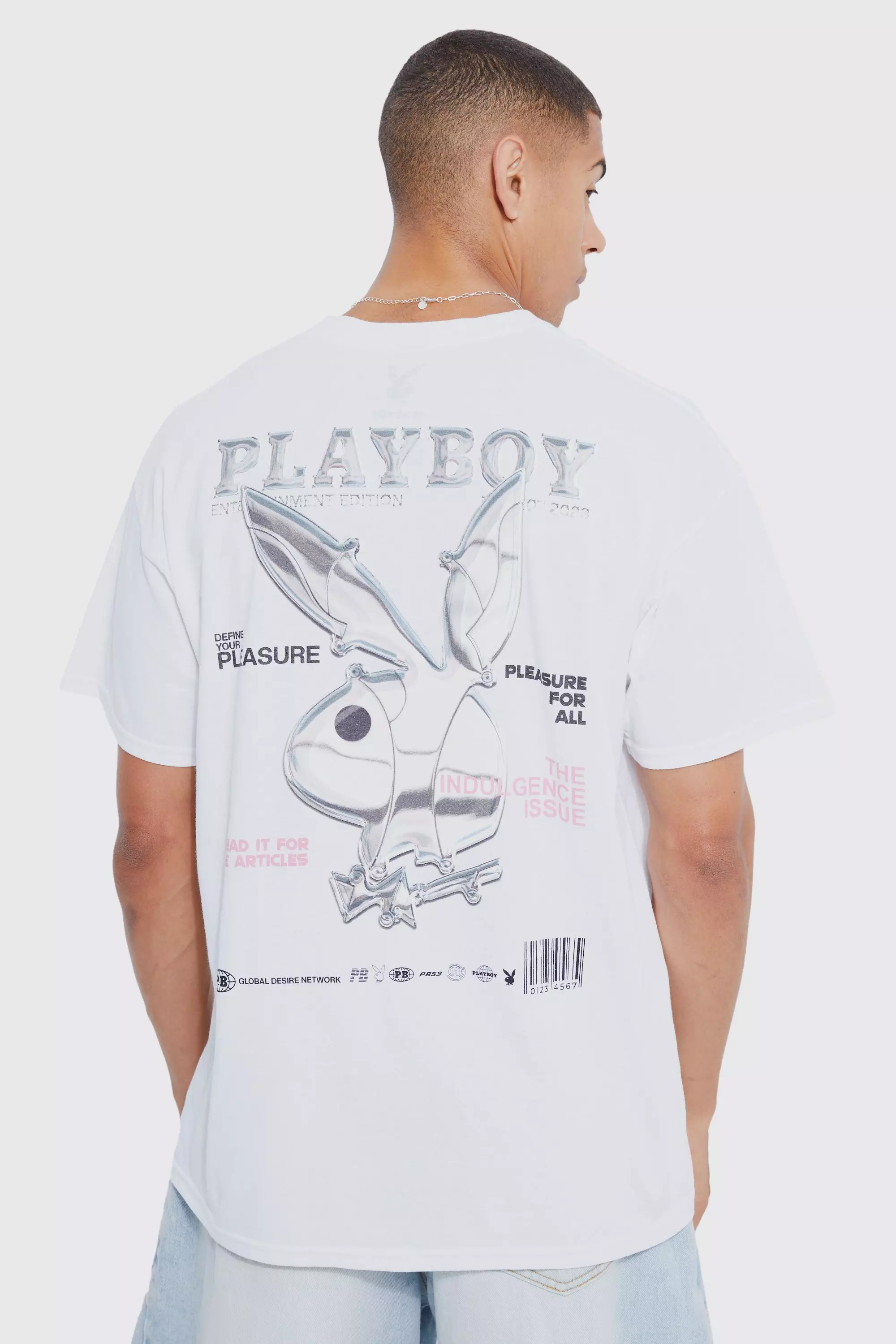 White Oversized Playboy License T-shirt