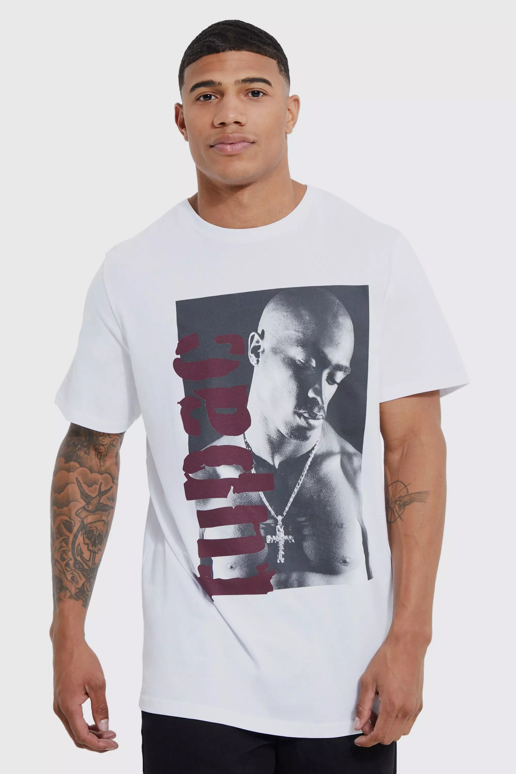 boohooMAN Oversized Tupac Homage License T-Shirt - Black - Size L