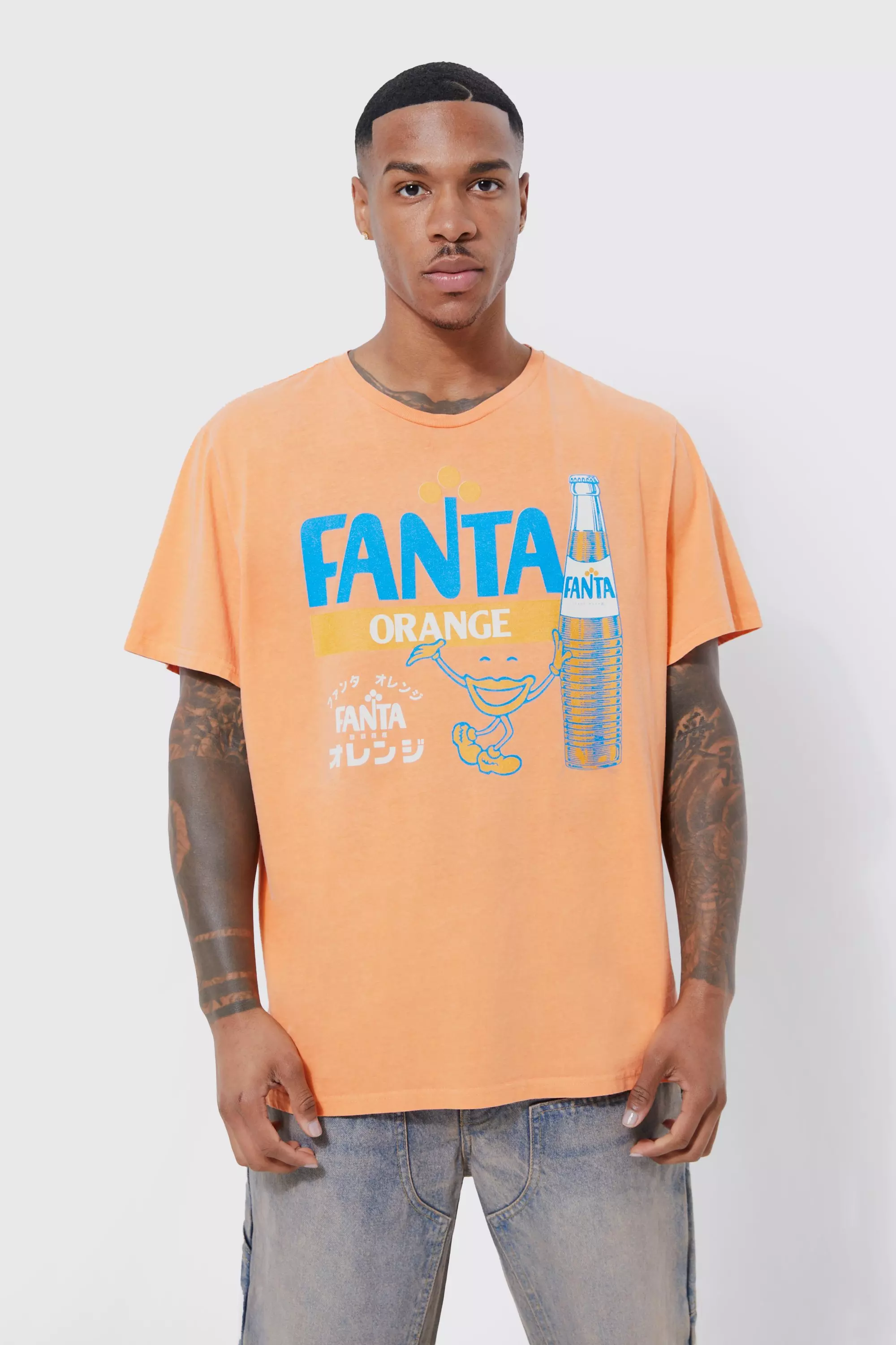 Orange Oversized Fanta Overdye License T-shirt