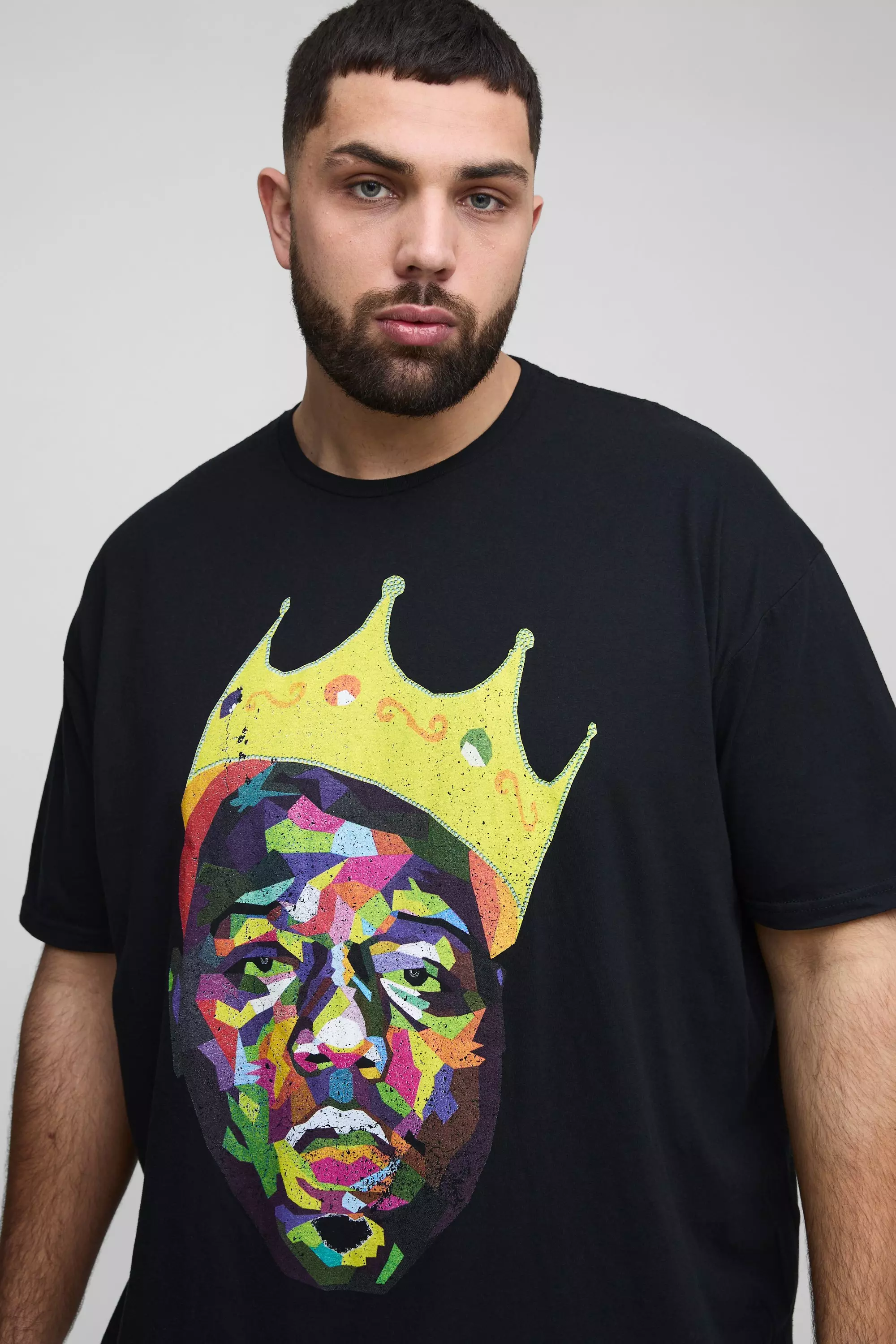 Plus Size Biggie Crown License T-shirt | boohooMAN UK