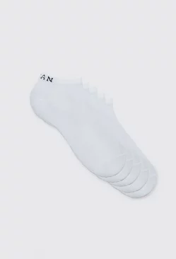 White 5 Pack Man Sneaker Socks