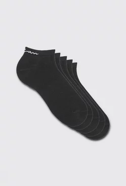 Black 5 Pack Man Signature Sneaker Socks